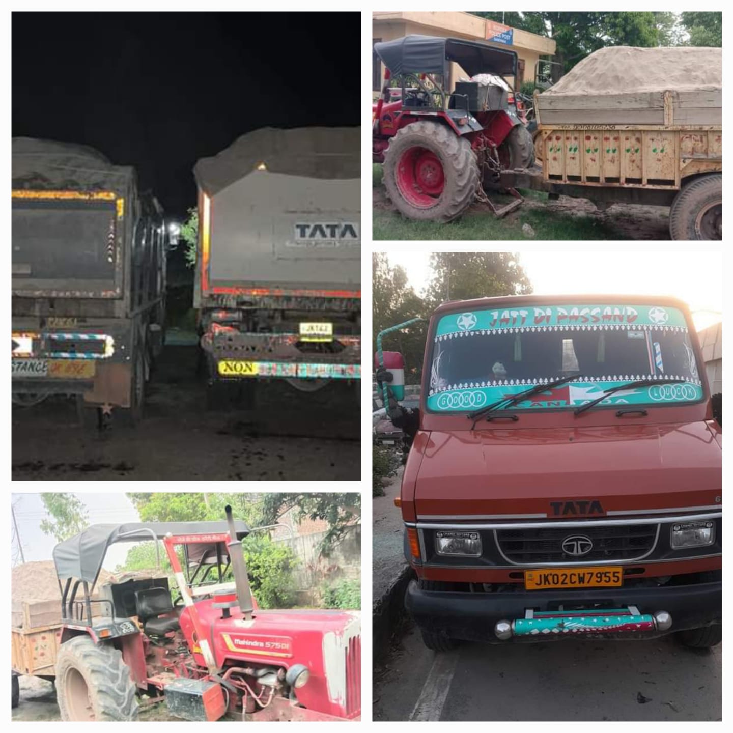 CRACKDOWN ON ILLEGAL MINING,05 VEHICLES  SEIZED  BY JKP IN RURAL ZONE OF DISTRICT JAMMU