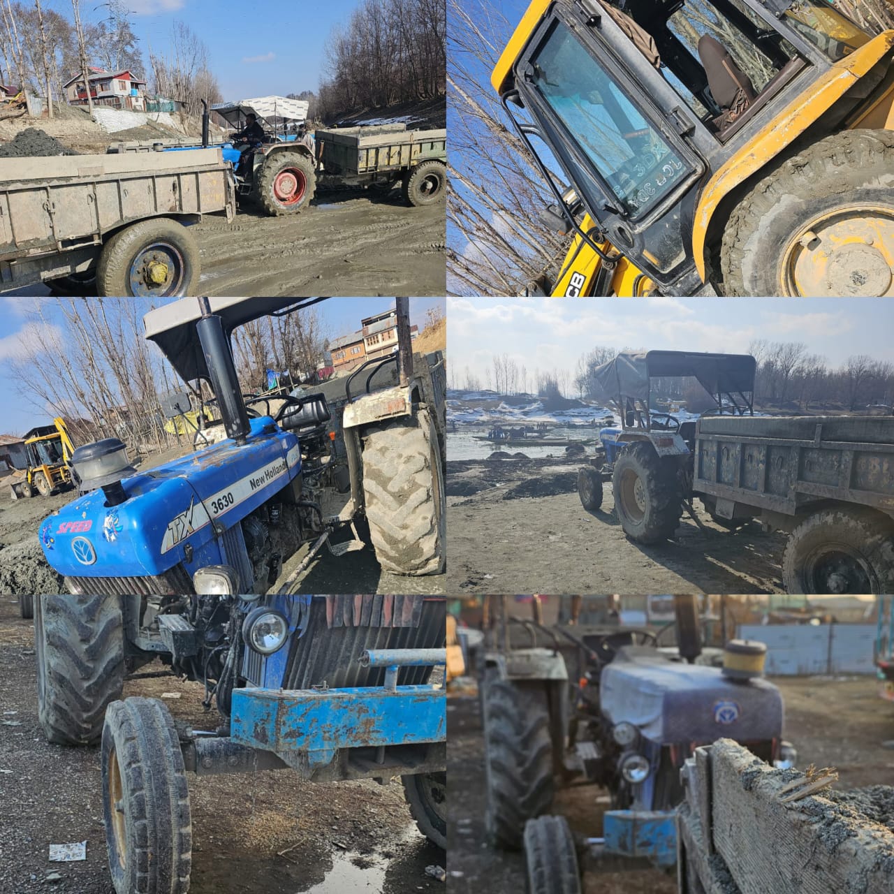 Sopore Police Seized one JCB Machine and Six Tractors for Illegal Mining and Extraction