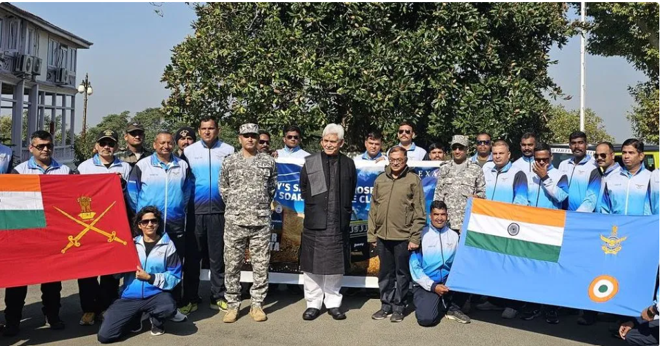 LG Sinha flags-off IAF rally from Srinagar’s Raj Bhawan